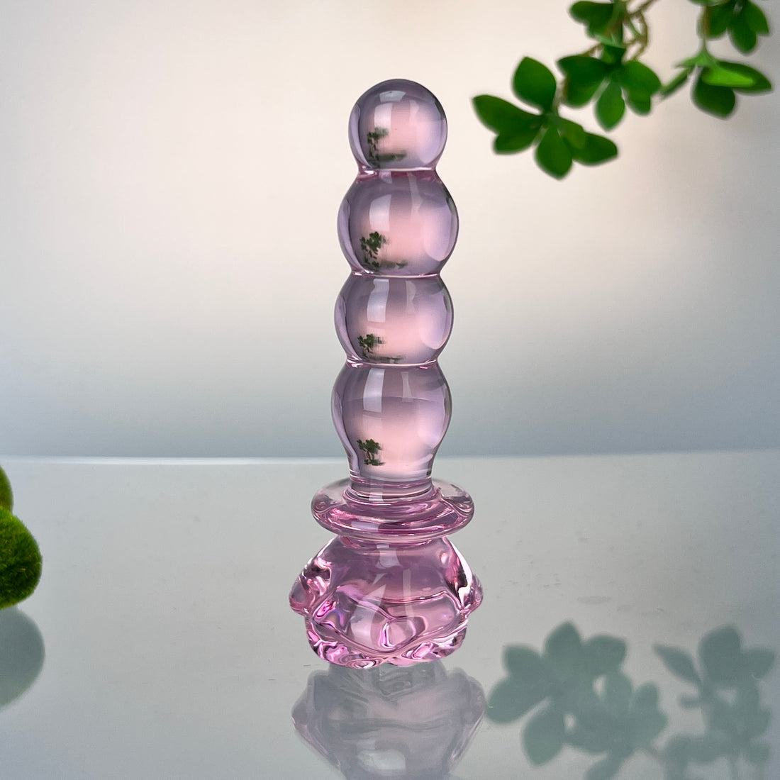 Beaded Pink Sensual Glass Anal Play Butt Plug Beginner Anal Sex Toys for Women