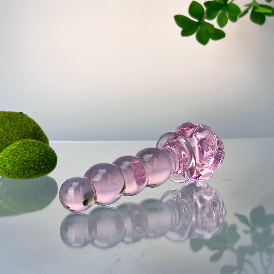 Beaded Pink Sensual Glass Anal Play Butt Plug Beginner Anal Sex Toys for Women