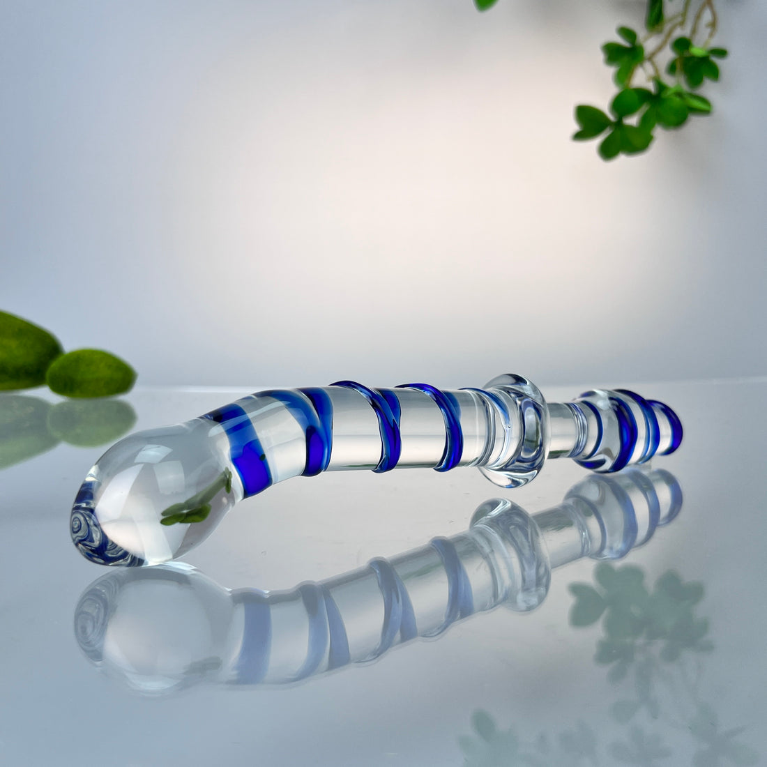 Glass Swirly Double Ended G-spot Anal Dildo Dong Prostate Massager Probe Butt Plug Anal Sex Toy