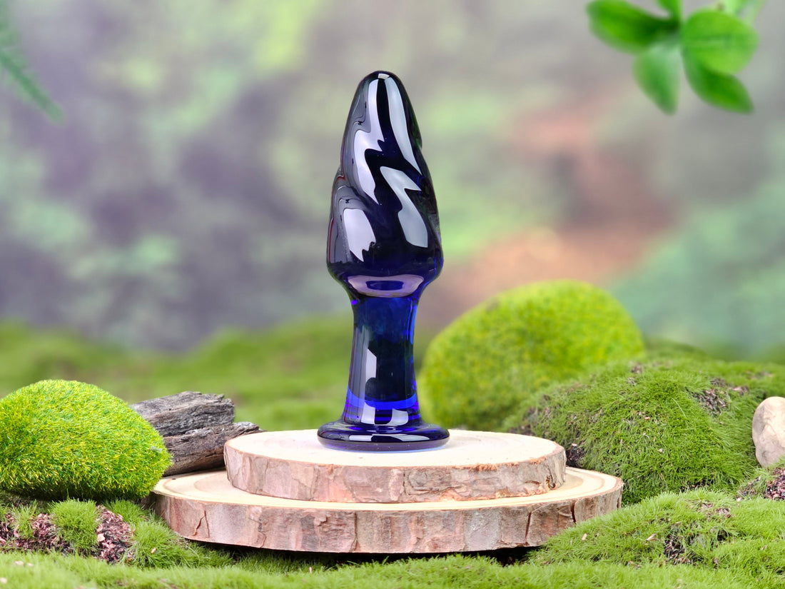 Blue Glass Sensual Spiral Anal Play Butt Plug Beginner Anal Sex Toys