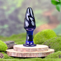 Blue Glass Sensual Spiral Anal Play Butt Plug Beginner Anal Sex Toys