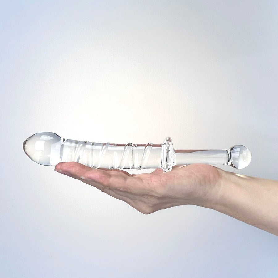 Sensual Glass Thrusting Wand Thruster G-spot Anal Dildo Dong Anal Butt Plug Probe Stimulator Sex Toys