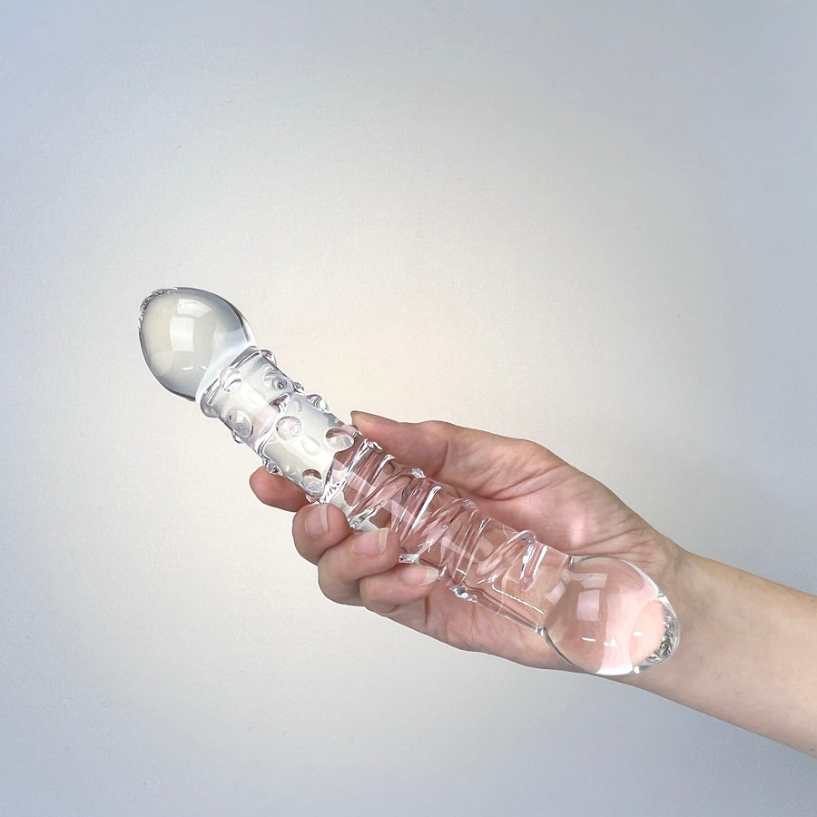 Glass Dual Double Ended G-spot Anal Dildo Dong Prostate Massager Probe Stimulator Butt Plug Anal Sex Toy