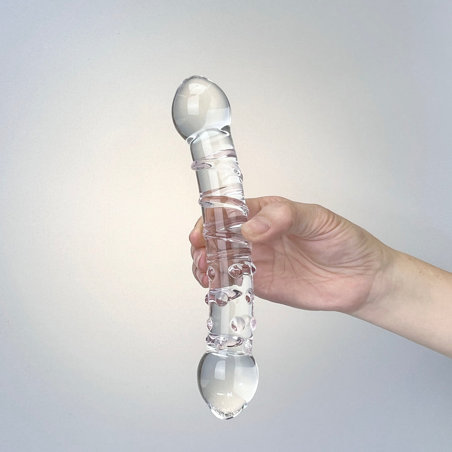 Glass Dual Double Ended G-spot Anal Dildo Dong Prostate Massager Probe Stimulator Butt Plug Anal Sex Toy