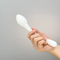 Double Ended White Sensual Glass Prostate P-spot G-Spot Massager Dildo Anal Probe Sex Toys for Women