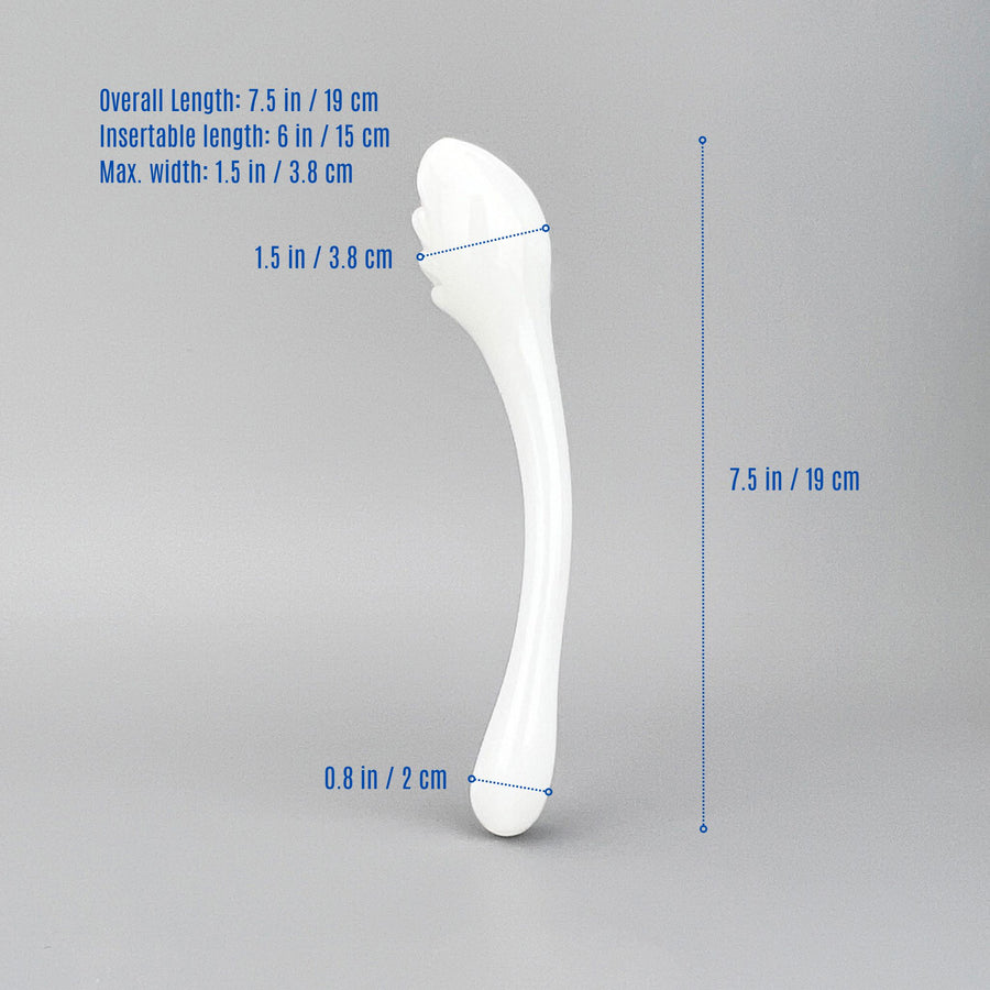 Double Ended White Sensual Glass Prostate P-spot G-Spot Massager Dildo Anal Probe Sex Toys for Women