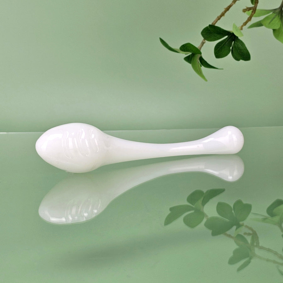 Double Ended White Sensual Glass Prostate P-spot G-Spot Massager Dildo Anal Probe Sex Toys for Women