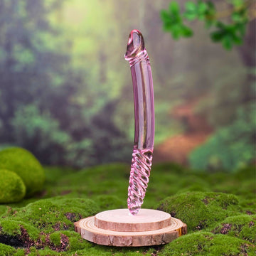 Pink Sensual Glass Dual Double Ended Realistic G-spot Anal Dildo Dong Massager Wand Probe Anal Butt Plug Sex Toys