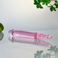 Pink Sensual Glass Dual Double Ended Realistic G-spot Anal Dildo Dong Massager Wand Probe Anal Butt Plug Sex Toys