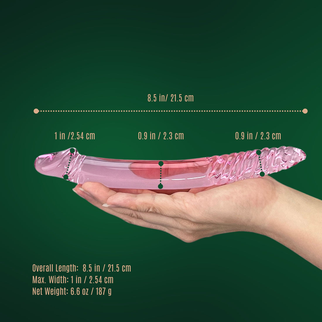 Pink Sensual Glass Dual Double Ended Realistic G-spot Anal Dildo Dong Massager Wand Probe Anal Butt Plug Sex Toys