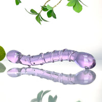 Purple Glass Dual Double Ended G Spot Anal Dildo Dong Prostate Massager Probe Stimulator Butt Plug Anal Sex Toy