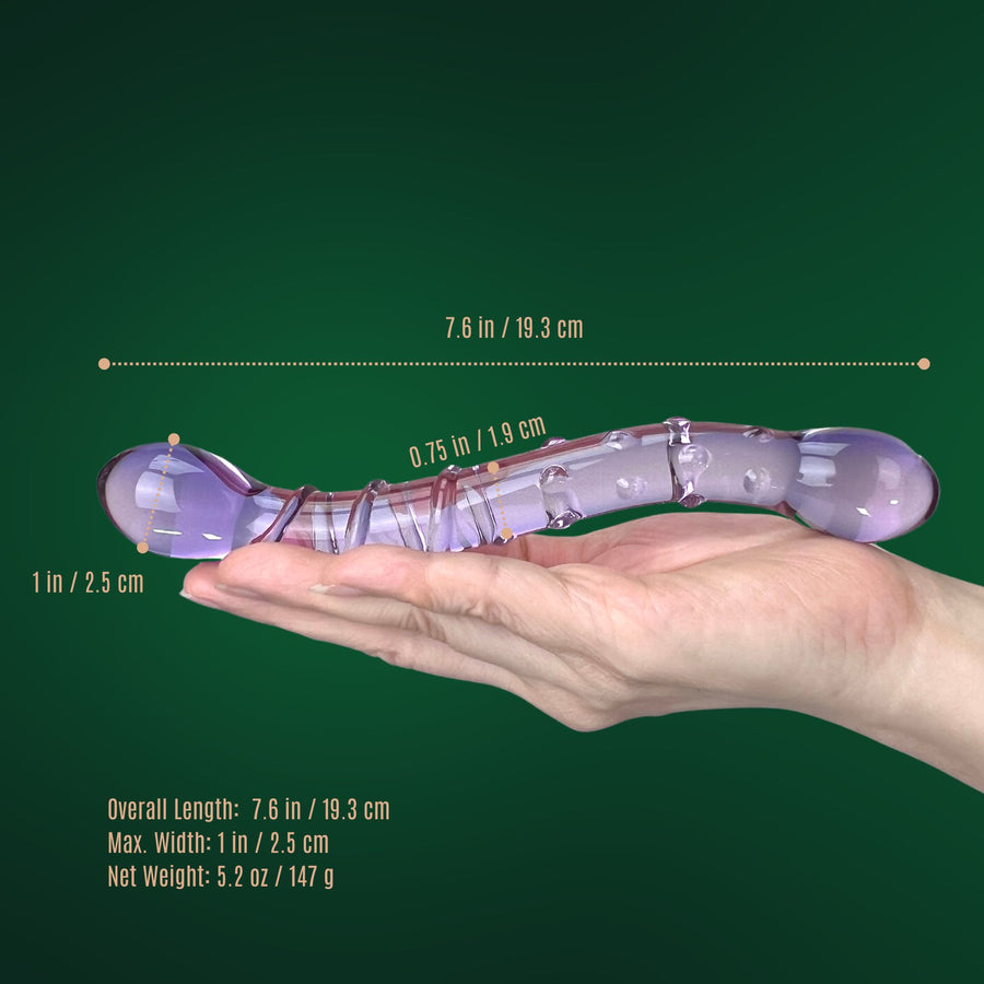 Purple Glass Dual Double Ended G Spot Anal Dildo Dong Prostate Massager Probe Stimulator Butt Plug Anal Sex Toy