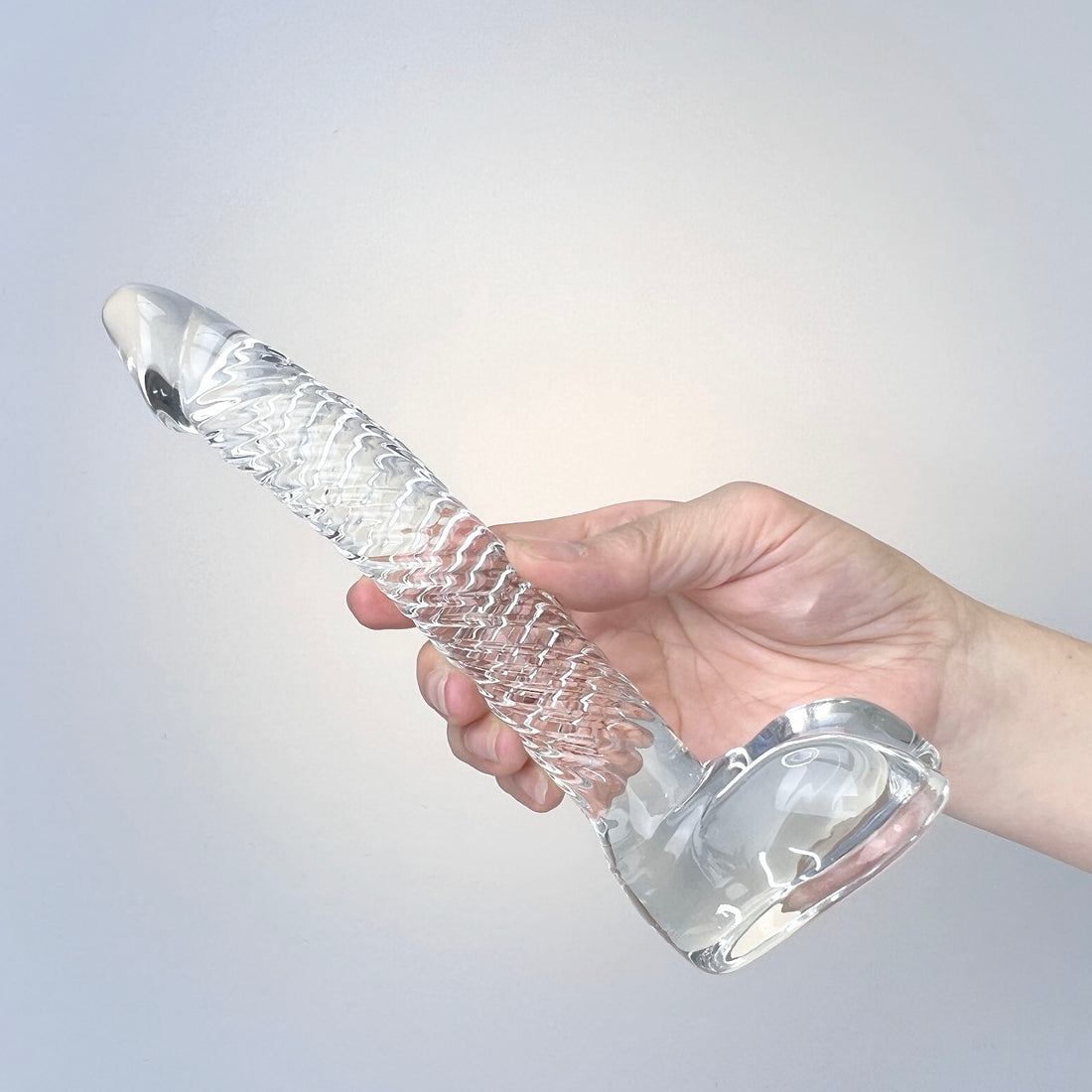 Hand Blown Textured Cear Glass Realistic Anal G-Spot Dildo with Balls Massager Sex Toys for Women Couples