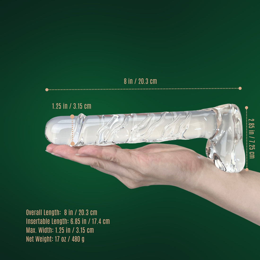 Hand Blown Textured Clear Glass Realistic P-spot Anal G-Spot Dildo Dong Cock with Balls Massager Sex Toys for Women Couples