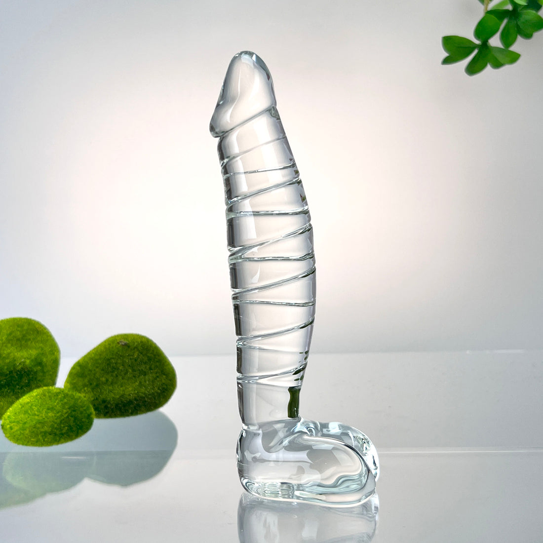 Hand Blown Textured Clear Glass Large Realistic Anal G-Spot Dildo with Balls Massager Sex Toys for Women Couples