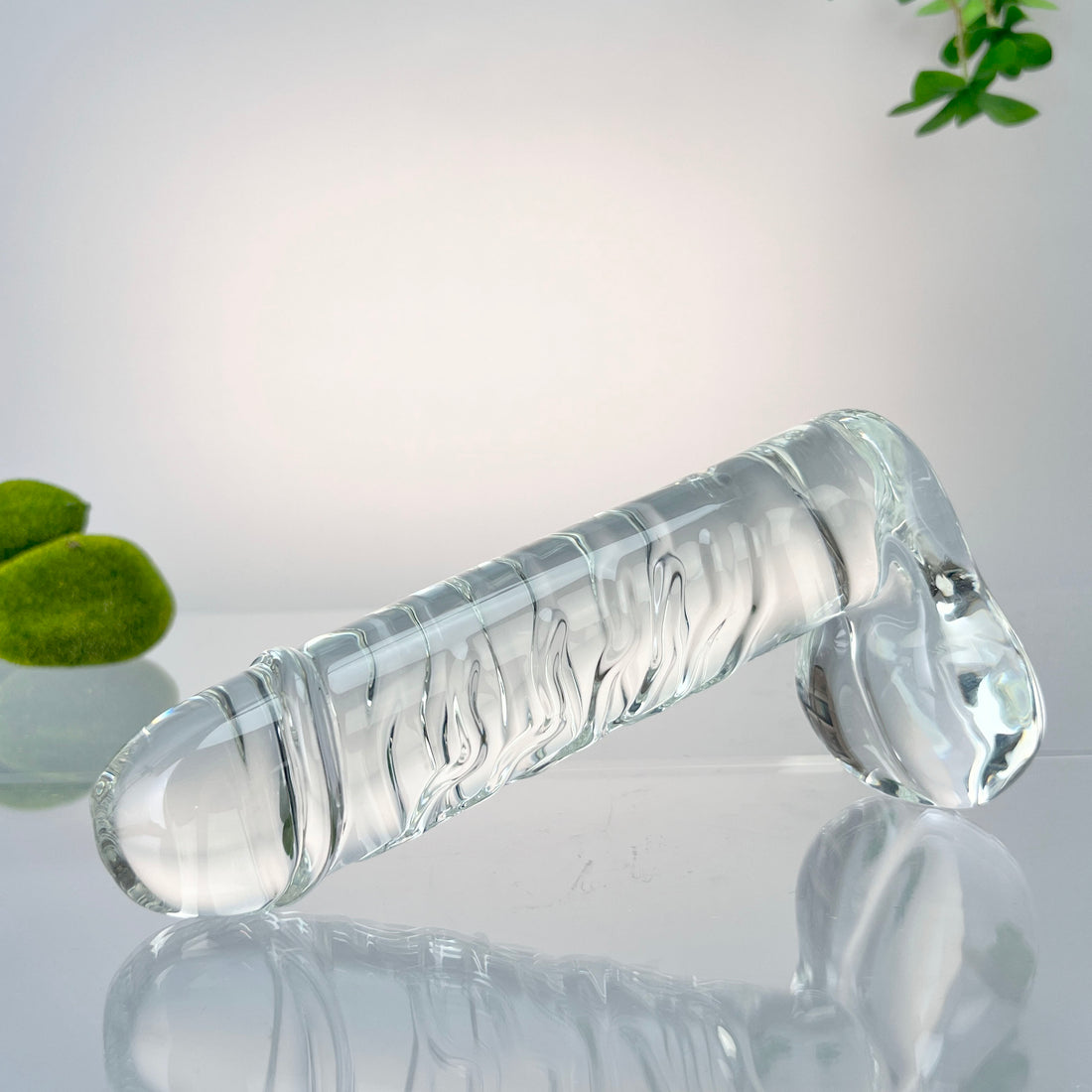 Hand Blown Textured Clear Glass Extra Large Realistic Anal G-Spot Dildo Dong Cock with Balls Massager Sex Toys for Women Couples