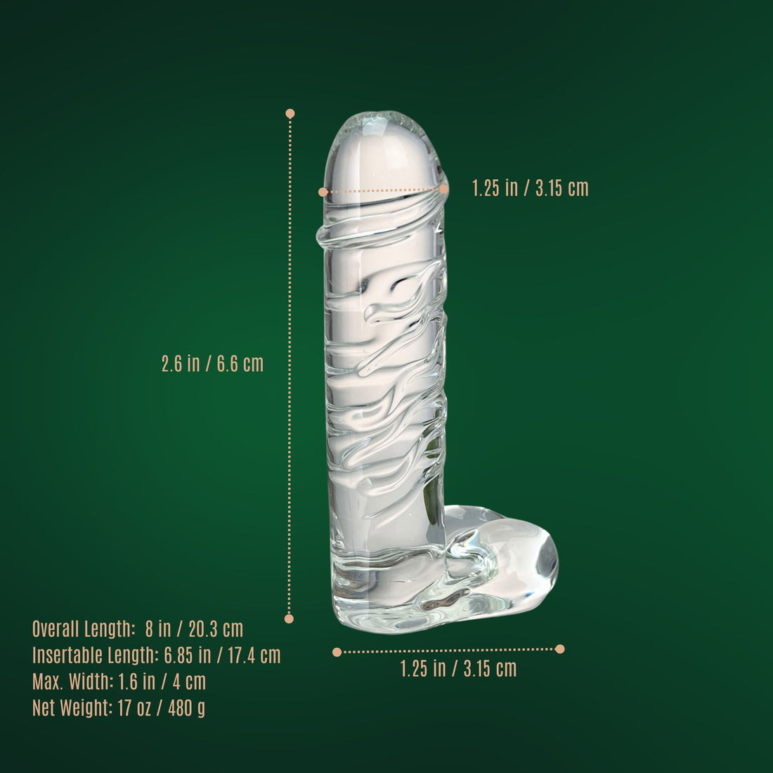 Hand Blown Textured Clear Glass Extra Large Realistic Anal G-Spot Dildo Dong Cock with Balls Massager Sex Toys for Women Couples