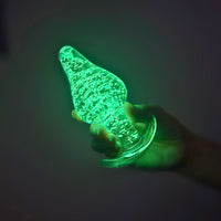 Glow-In-The-Dark Glass 2" Diameter Thick Anal Butt Plug Anal Play Sex Toys for Men Women Couples