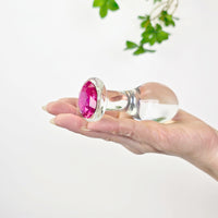 Pink Gem Glass Anal Plug Set Anal Training Butt Plugs Anal Stretcher Stretching Sex Toys