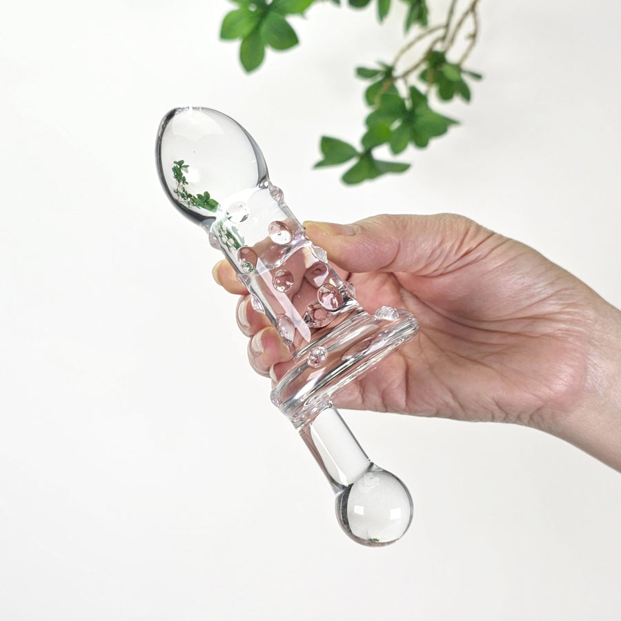 Sensual Glass Juicer with Crank Handle G-spot Massager Anal Butt Plug Sex Toys for Women Couples