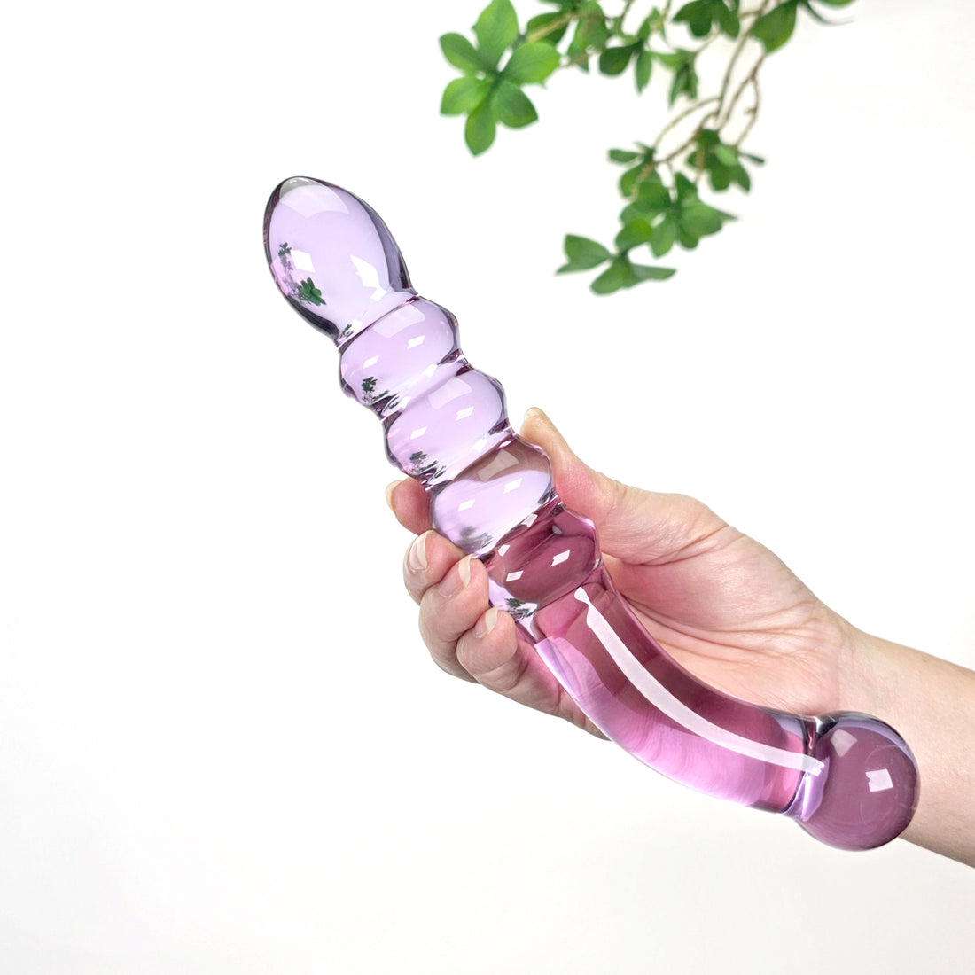 Purple Glass Dual Double Ended G Spot Anal Dildo Dong Prostate Massager Wand Probe Stimulator Butt Plug Anal Sex Toy