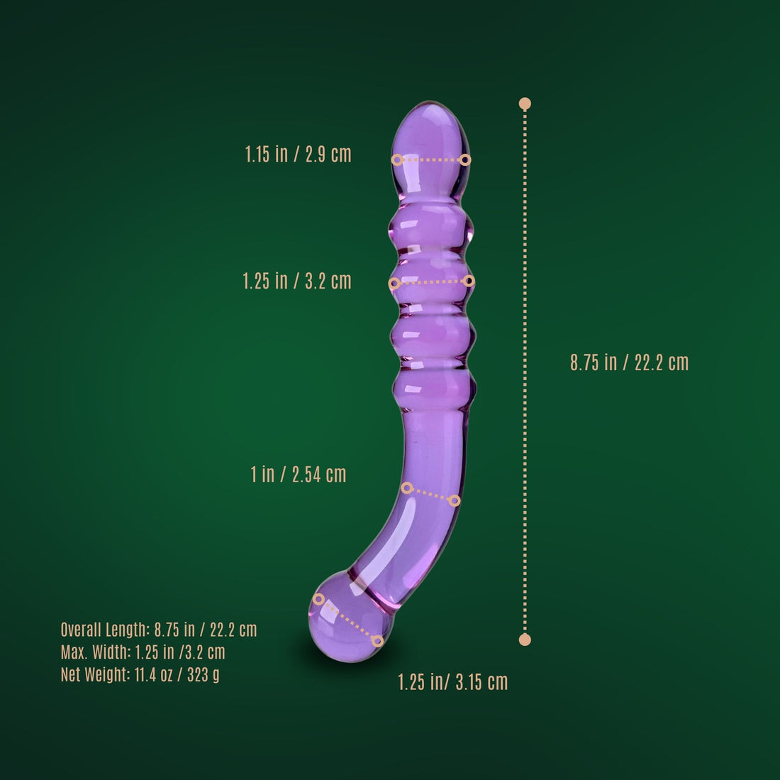 Purple Glass Dual Double Ended G Spot Anal Dildo Dong Prostate Massager Wand Probe Stimulator Butt Plug Anal Sex Toy