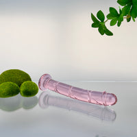 Pink Slim Glass Realistic P-spot Anal G-Spot Dildo Dong Massager Butt Plug Sex Toys for Women Couples