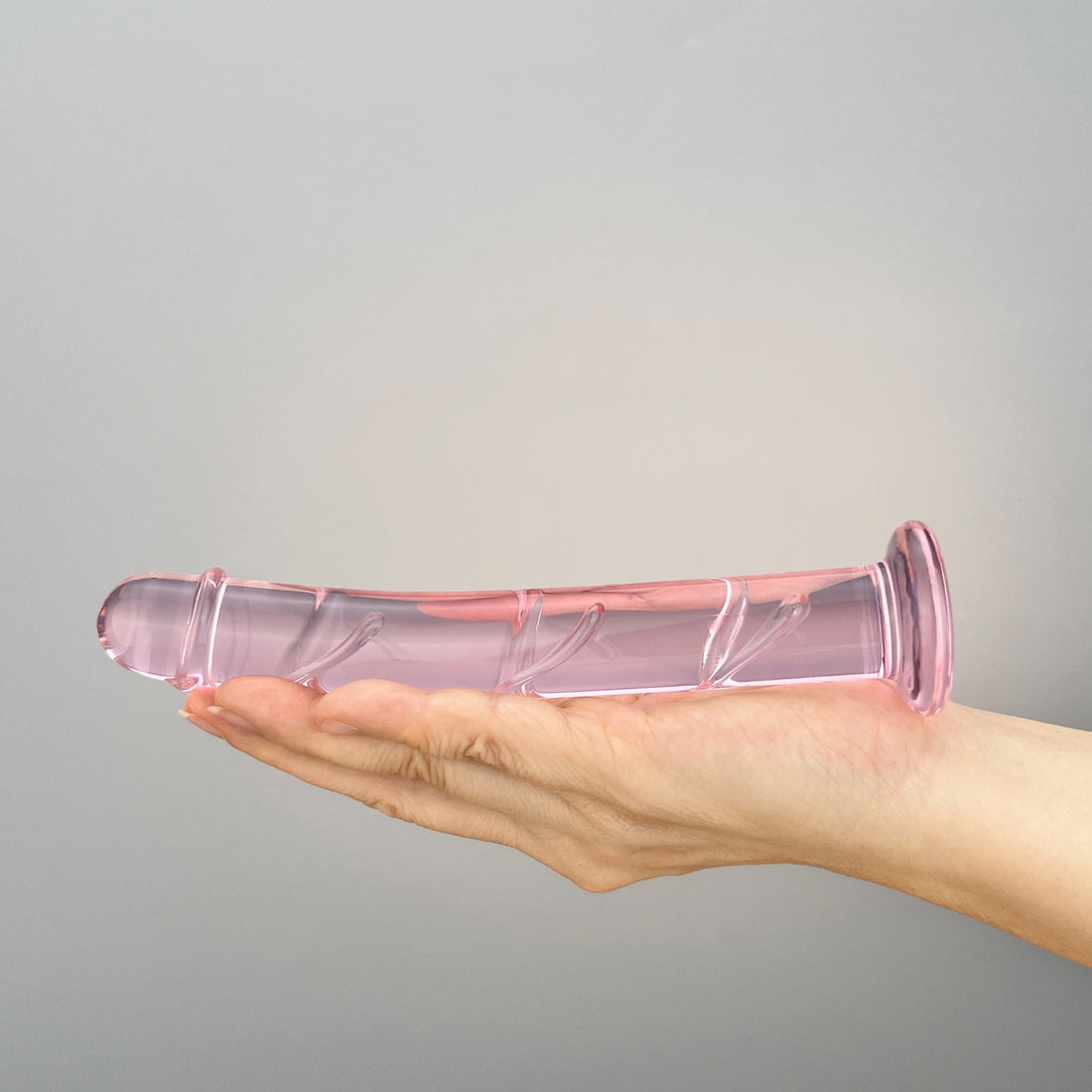 Pink Slim Glass Realistic P-spot Anal G-Spot Dildo Dong Massager Butt Plug Sex Toys for Women Couples