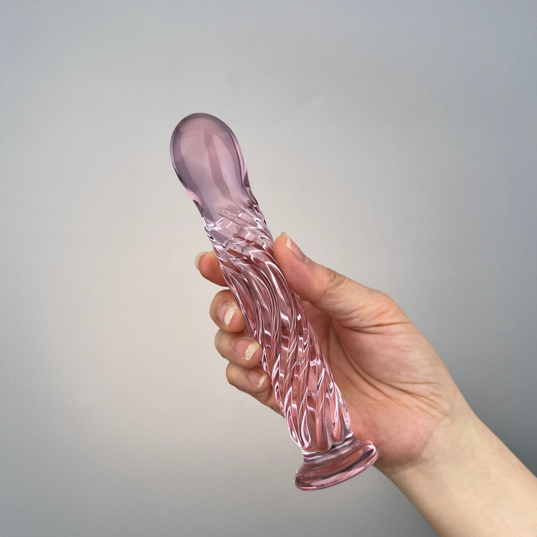 Pink Slim Glass Ripple Textured P-spot Anal G-Spot Dildo Dong Massager Butt Plug Sex Toys for Women Couples