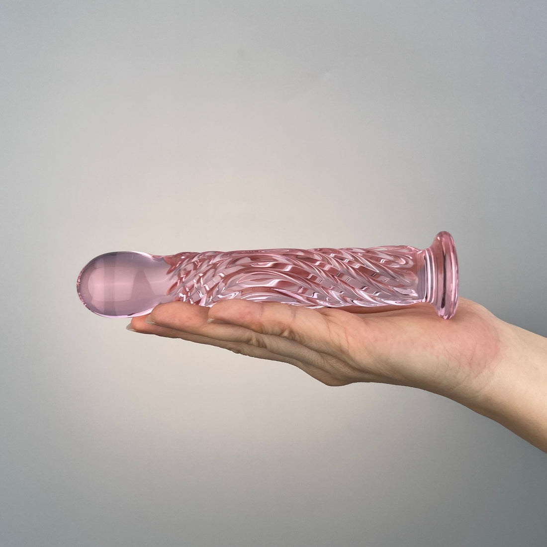 Pink Slim Glass Ripple Textured P-spot Anal G-Spot Dildo Dong Massager Butt Plug Sex Toys for Women Couples