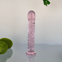 Pink Slim Glass Ripple Textured P-spot Anal G-Spot Dildo Dong Massager Butt Plug Sex Toys for Women Couples