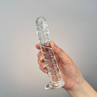 Slim Swirl Curved Woven Textured Realistic Glass P-spot Anal G-Spot Dildo Dong Massager Sex Toys for Women Couples