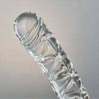 Slim Swirl Curved Woven Textured Realistic Glass P-spot Anal G-Spot Dildo Dong Massager Sex Toys for Women Couples