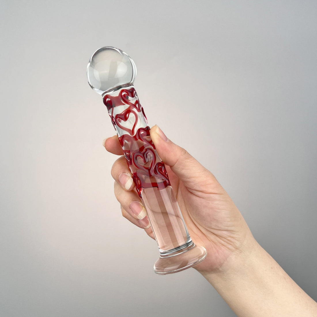 Red Sweet Hearts Glass G-spot Anal Dildo Wand Prostate Massager Anal Probe Butt Plug Sex Toy for Men Women Couples