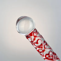 Red Sweet Hearts Glass G-spot Anal Dildo Wand Prostate Massager Anal Probe Butt Plug Sex Toy for Men Women Couples