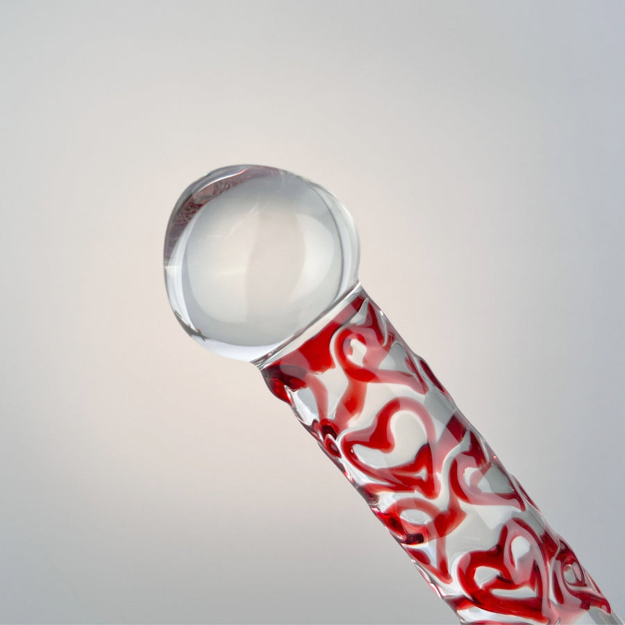 Red Sweet Hearts Glass G-spot Anal Dildo Wand Prostate Massager Anal Probe Butt Plug Sex Toy for Men Women Couples