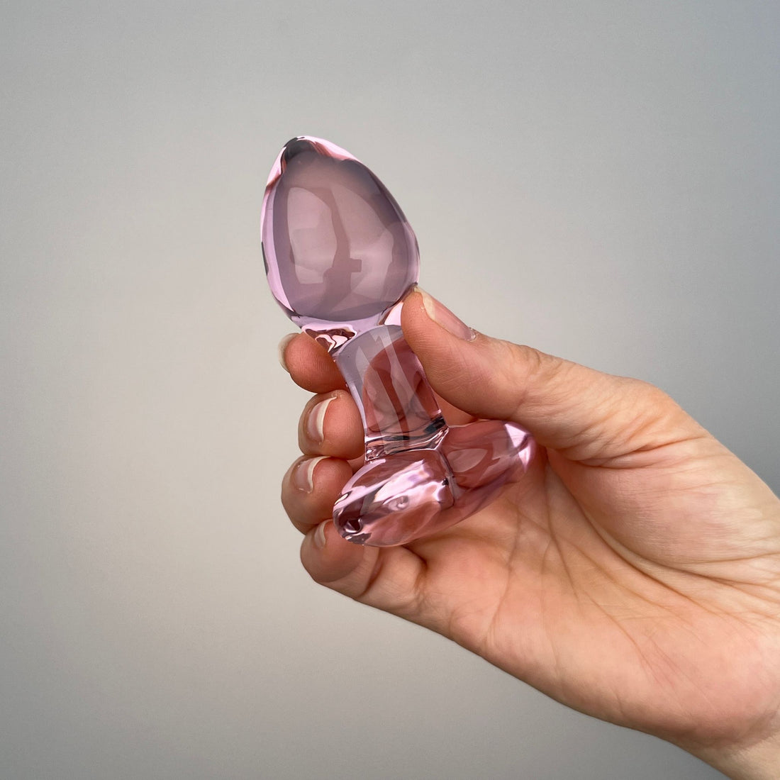 Pink Glass Anal Butt Plug with Heart Base Beginner Anal Sex Toys for Men Women Couples