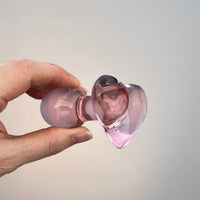 Pink Glass Anal Butt Plug with Heart Base Beginner Anal Sex Toys for Men Women Couples