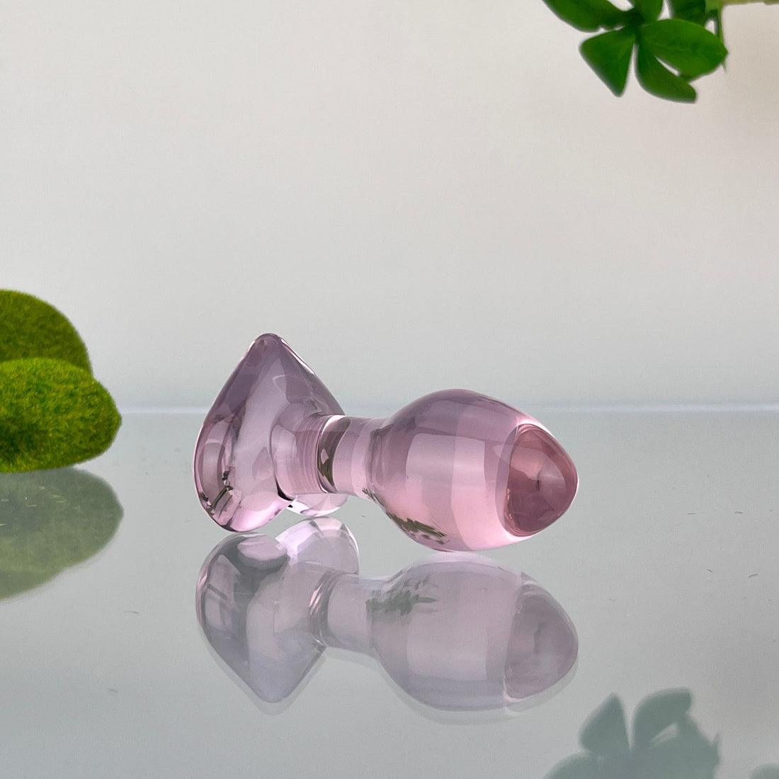 Pink Glass Anal Butt Plug with Heart Base Beginner Anal Sex Toys for Men Women Couples