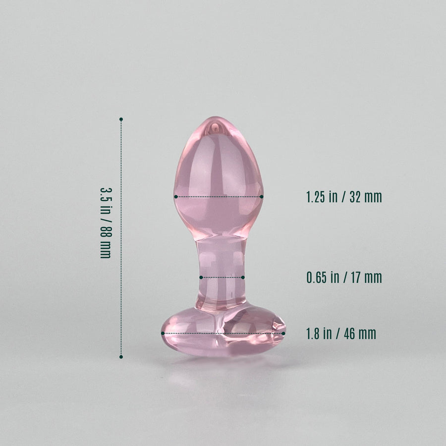 Pink Glass Anal Butt Plug with Heart Base Beginner Anal Sex Toys for Men Women Couples