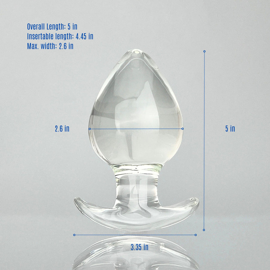 2.6" Wide Clear Glass Sensual Anal Play Butt Plug Anal Sex Toys for Men Women Couples