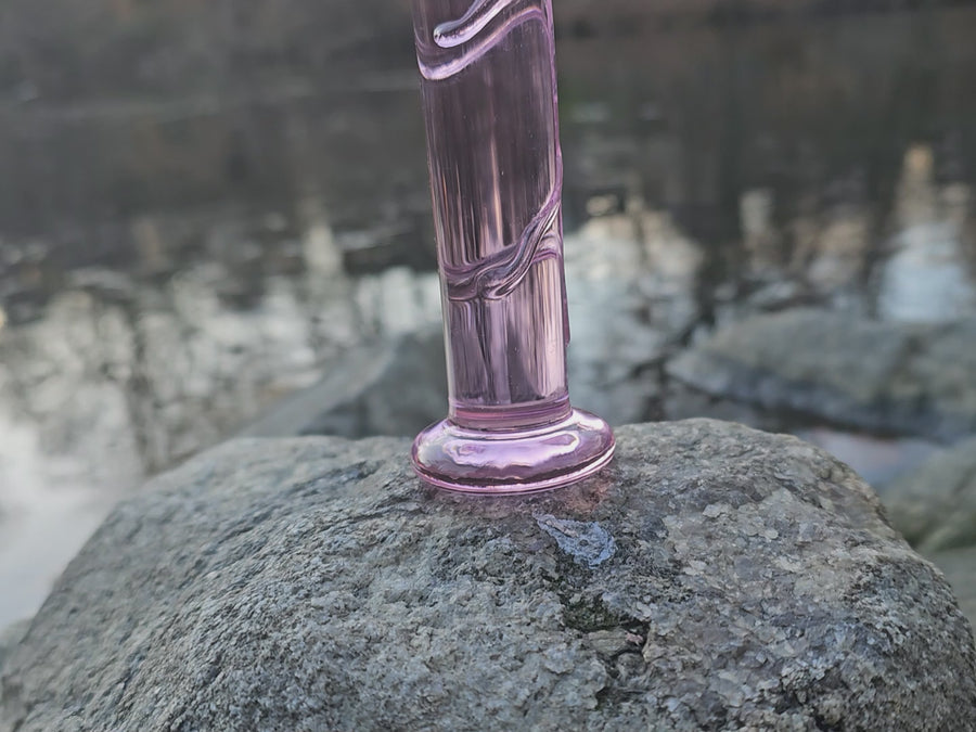 Pink Slim Glass Realistic P-spot Anal G-Spot Dildo Dong Massager Butt Plug Sex Toys for Women Couples