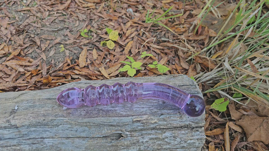 Purple Glass Dual Double Ended G Spot Anal Dildo Dong Prostate Massager Wand Probe Stimulator Butt Plug Anal Sex Toy