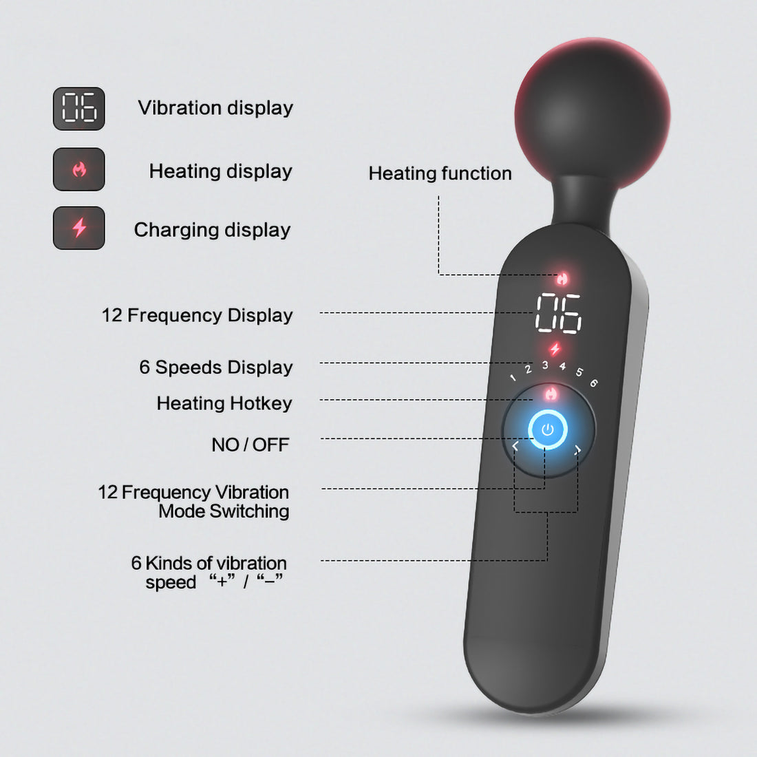 Ares - Silicone Heating Wand Massager