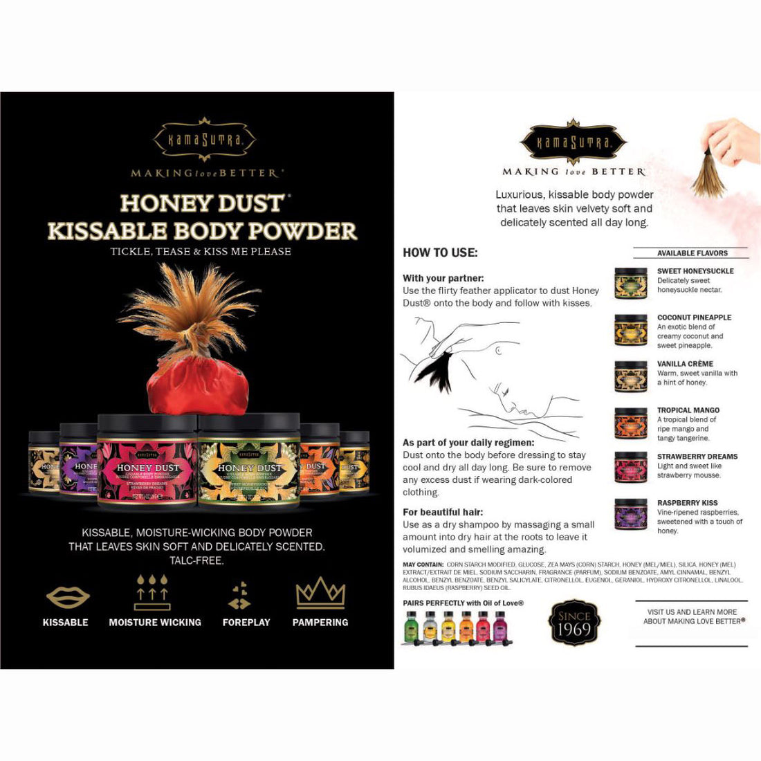 Kama Sutra Honey Dust Raspberry Kiss 6 oz